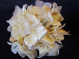 Millinery Flower Hydrangea Ivory Tan Beige Velvet + Chiffon for Hat + Bride Y262 Hydrangea