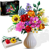 CUBIMANA Flower Bouquet Building Set, 1043 PCS Bouquet Botanicals Collection ... Carnation