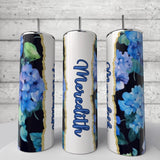 PERSONALIZED Blue Hydrangeas Flowers MotherÕs Day  20 Ounce Tumbler  coffee Cup Hydrangea