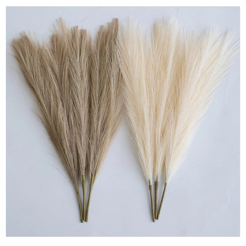 Pampas Grass Decor Tall-Faux Pampas Grass Small 17"-6 Stems-Beige and Taupe-... Pampas Grass