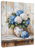Vintage Flower Blue Hydrangea Floral Canvas Wall Art for Bathroom Living Room Hydrangea