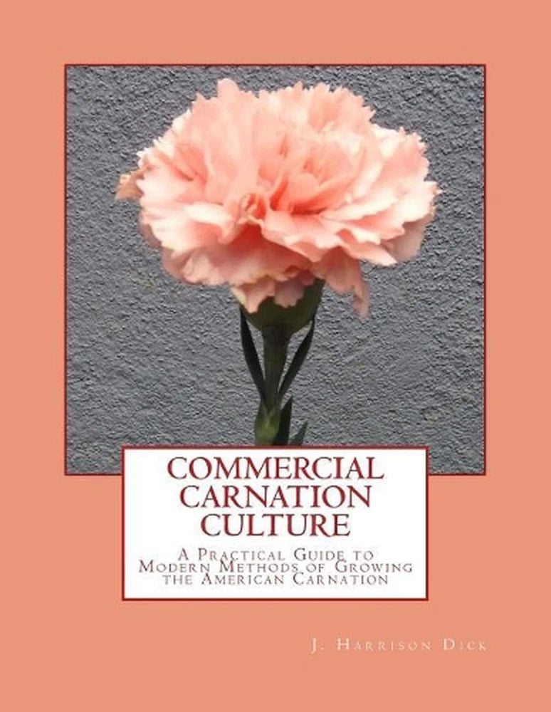 Paperback book cover titled 'Commercial Carnation Culture' with pink carnation flower