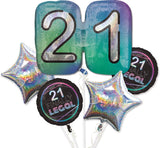 Anagram Finally 21 Foil Balloon Bouquet 5 Piece Finally Legal Birthday Party Bouquet