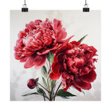 Red Peonies Flower Art Print, Red Flower Painting, Flower DŽcor 10 Peony