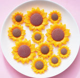 30Pcs Mixed Yellow Resin Sunflowers Flatback Buttons for Craft Hairpin DIY Decor Sunflower