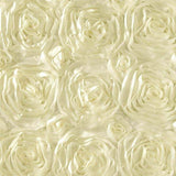 IVORY Rosette Satin Fabric Ð Sold By The Yard Floral Flowers Satin Decor Roses