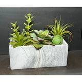 Artificial Succulent Plants In Square Concrete Marble Look Planter Green Plant