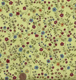 Fanciful green yellow blue red small flowers floral vines Wilmington fabric Flowering Plants