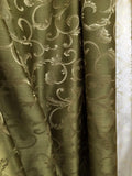 OLIVE GREEN GOLD Brocade Flower Floral Upholstery Drapery Fabric (110 in.) BTY Flowering Plants