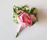 Faux Pink Peony Boutonniere/handmade/wedding/groom/groomsmen/prom/homecoming Peony
