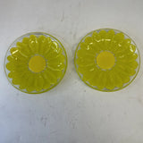 2 Glass Flower Dishes, Decorative Sunflower Design Sunflower