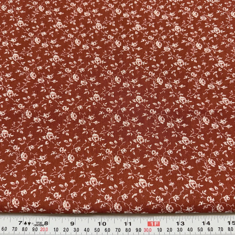 Vintage Florals on Rusty Brown Unbranded Cotton Blend Fabric FAT QUARTER 18"x22" Flowering Plants