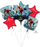 Disney's Pixar INCREDIBLES 2 Balloon Bouquet x 5 Elastigirl Mr Incredible Jack Bouquet