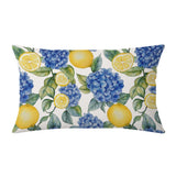 Summer Lemon Hydrangea Pillow Cover 12x20 Blue Yellow Seamless Floral Decorat... Hydrangea