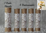 5pc Twine Burlap Lace Wedding Bouquet Holder Bride DIY For Silk Sola Flowers Bouquet