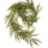 Realistic Look Weatherproof Wispy Pine 6 Foot Garland with Pinecone Accents Green Plant