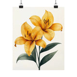 Boho Yellow Tiger Lily Flower Art Print Poster, Minimalist Floral Wall Art 3 Lily