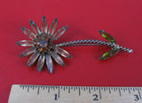 VINTAGE RHINESTONE SUNFLOWER FLOWER PIN BROOCH FLASHY CLASSY SPARKLY NICE !! Sunflower