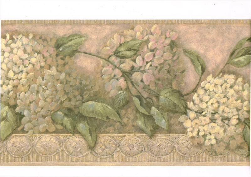 Architectural Molding Pink Beige Hydrangea Flower Floral Wallpaper Border Hydrangea
