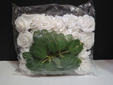 24 pc Artificial White Foam Rose Wedding Bouquet Baby Shower Flowers 2 Dozen DIY Bouquet