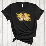 Two Cute Gnomes With Sunflowers Butterflies Cool Gnomes Sunflower Flower T-Shirt Sunflower