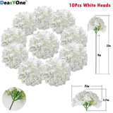 10Pack Silk Hydrangea Artificial Flowers Heads with Stems for Home Wedding Decor Hydrangea