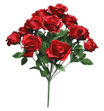 New Red 12-4" Rose 21" Bush Love Silk Flower Home Wedding Decor In/Outdoor Craft Roses