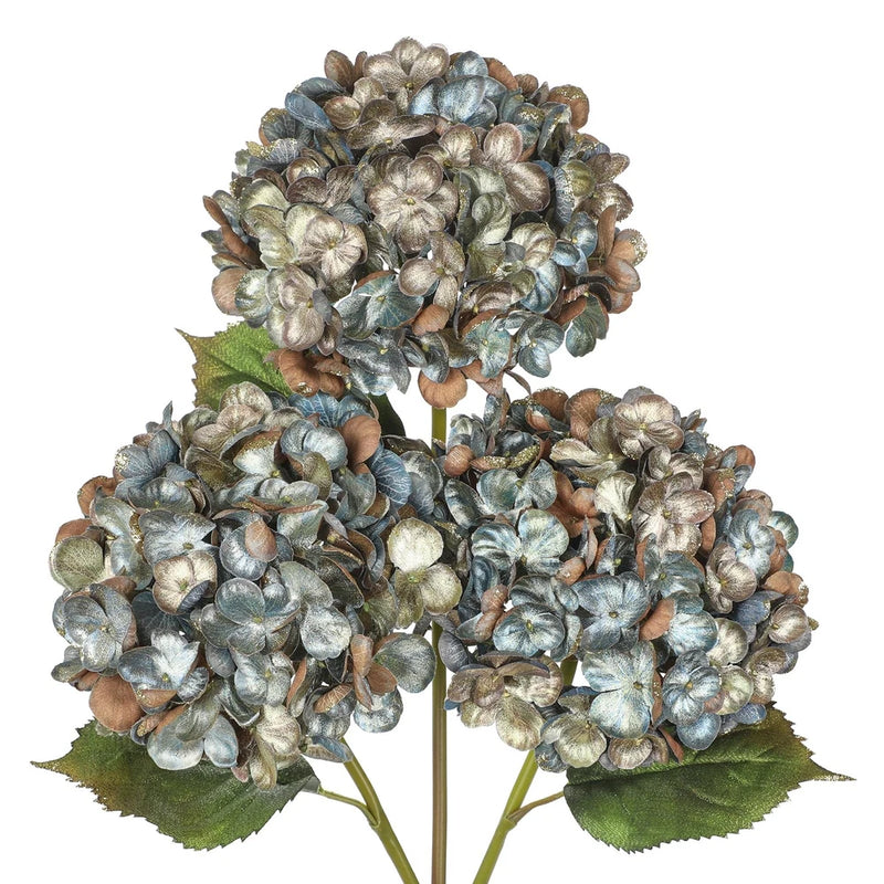 3Pcs Christmas Flowers Artificial Hydrangea Flowers with Stems 23inch Glitter... Hydrangea