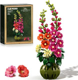 Flowers Botanicals Alcea Rosea Building Set for Adults - Artificial Bonsai Plant Green Plant