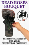 DEAD BLACK ROSES BOUQUET 7 Flowers Wednesday Costume Prop Prank Gag Joke Gift Roses