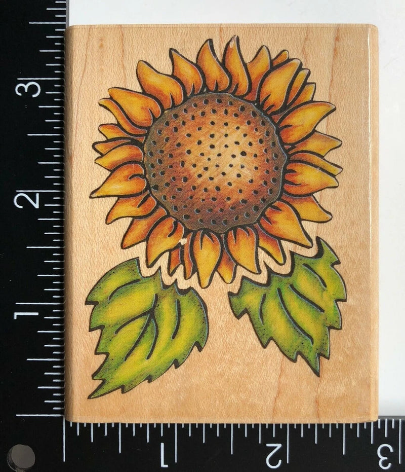 Rubber Stampede Sunflower Flower Designs 770F Wood Mounted Rubber Stamp Sunflower