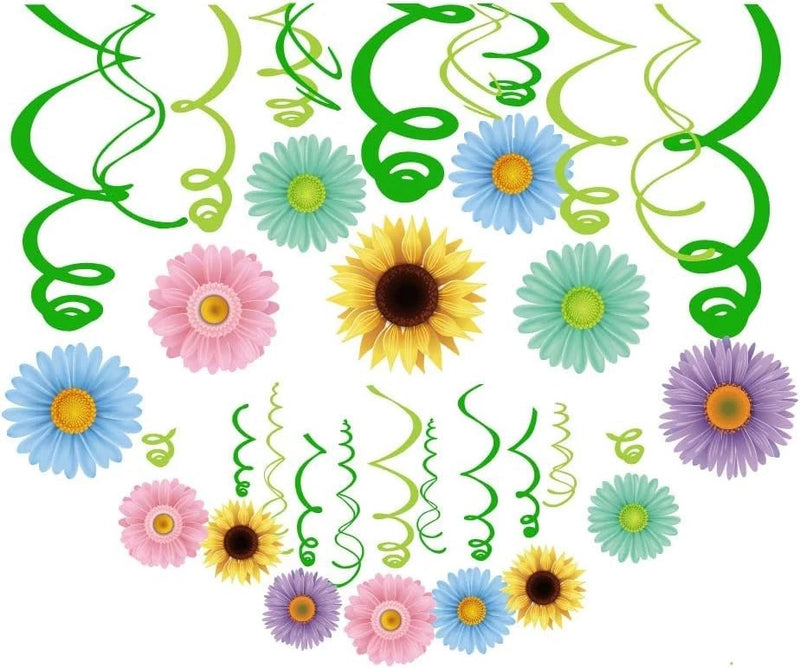 30Ct Spring Sun Flower Hanging Swirl Decorations,Themed Birthday,Party Suppli... Sunflower