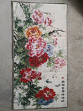 47"*Chinese Cloth Silk Embroidery Peony Flower Butterfly Mural Tapestry _______ Peony