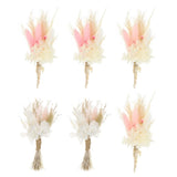 6 Pcs Mini Pampas Grass Dried Flower Bouquet Dark Pink/light Pink/Pink Dried Flower