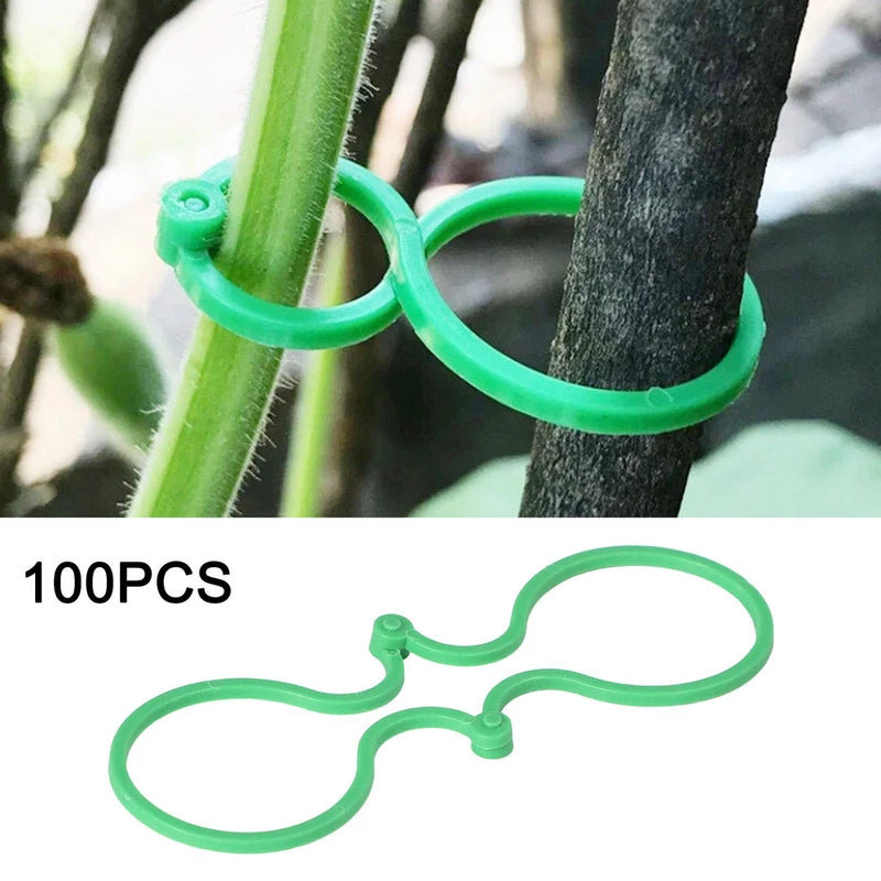 Green plant support clips for climbing plants, 100-pack