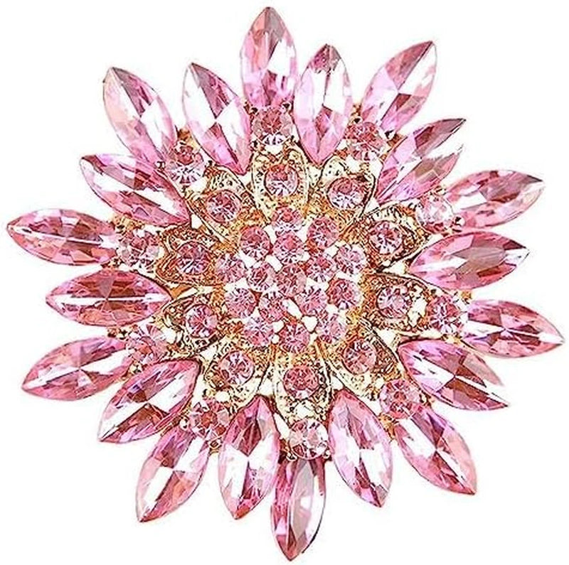 Rhinestone Sunflower Brooch Pins Red/Pink/Black/Purple/White Flower Brooch Elega Sunflower