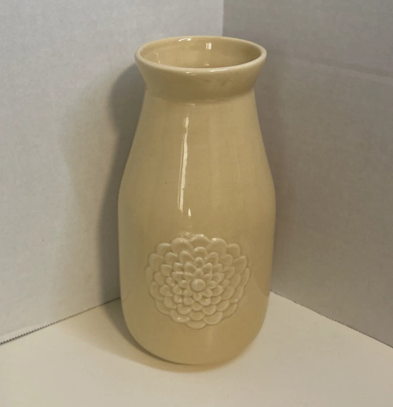 Debi Lilly Dahlia Milk Bottle Contemporary Vase in Butter Yellow Decor Lily