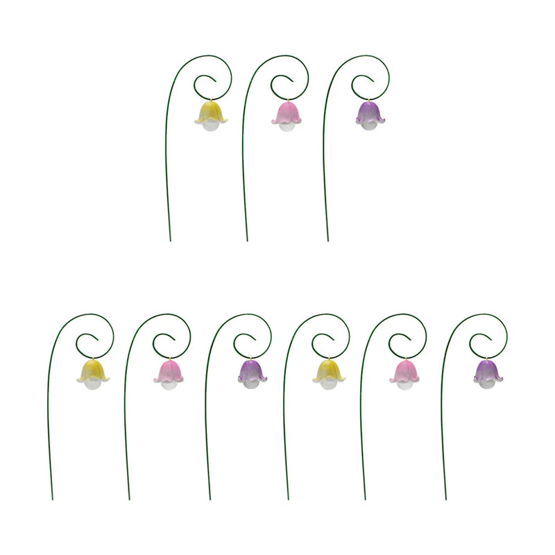 9pcs Lily of The Valley Flower Stakes Flower Arrangement Lawn Stakes Patio Stake Lily