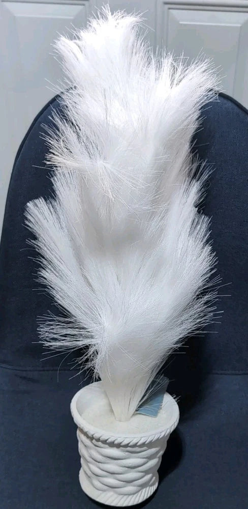Wayland Square Fake White Pampas Grass Tree in ceramic vase Pampas Grass
