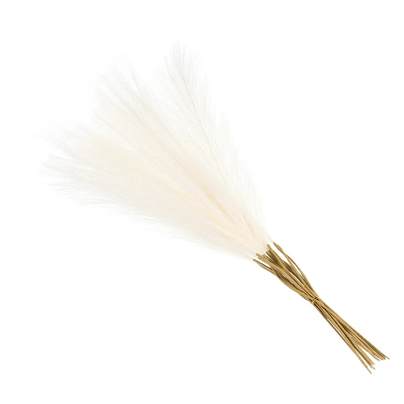 Faux Pampas Grass Fake Pampas Grass Decor, 21"/55cm / Cream / 15 Pcs Pampas Grass