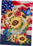 Home Decorative 4th of July Patriotic Garden Flag, American 12" x 18" Sunflower Sunflower