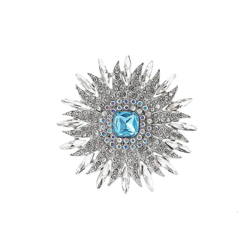 Rhinestone Sunflower Brooch Red Blue White Crystal Flower Brooch Vintage Crystal Sunflower