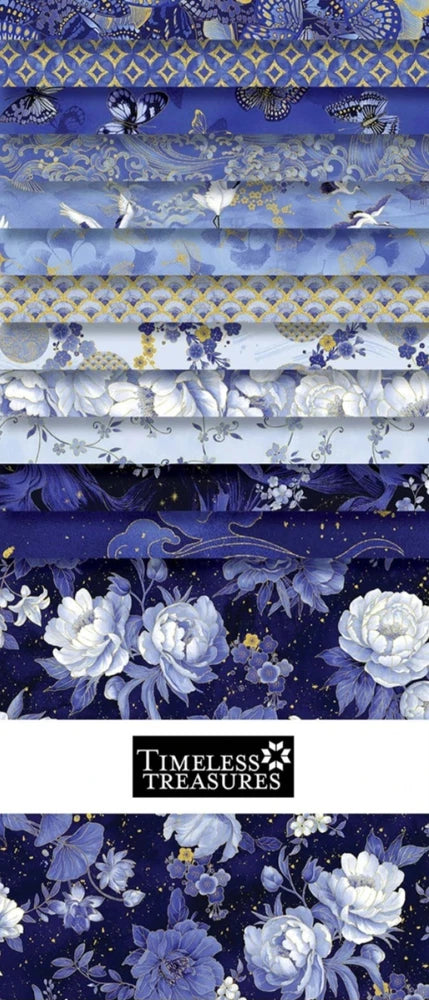 Timeless Treasures Moonlight 10" Squares Cotton Fabric Bundle Flowering Plants