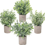 Fake Plants 4 Pack Small Artificial Plants Mini Faux Eucalyptus Boxwood Green... Green Plant