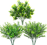 Ouddy Decor 6 Bundles Artificial Greenery Stems Mixed Fake Light Green Green Plant