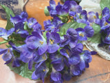 Hydrangea Silk Flowers Green Leaves 1 Bouquet Purple Hydrangea