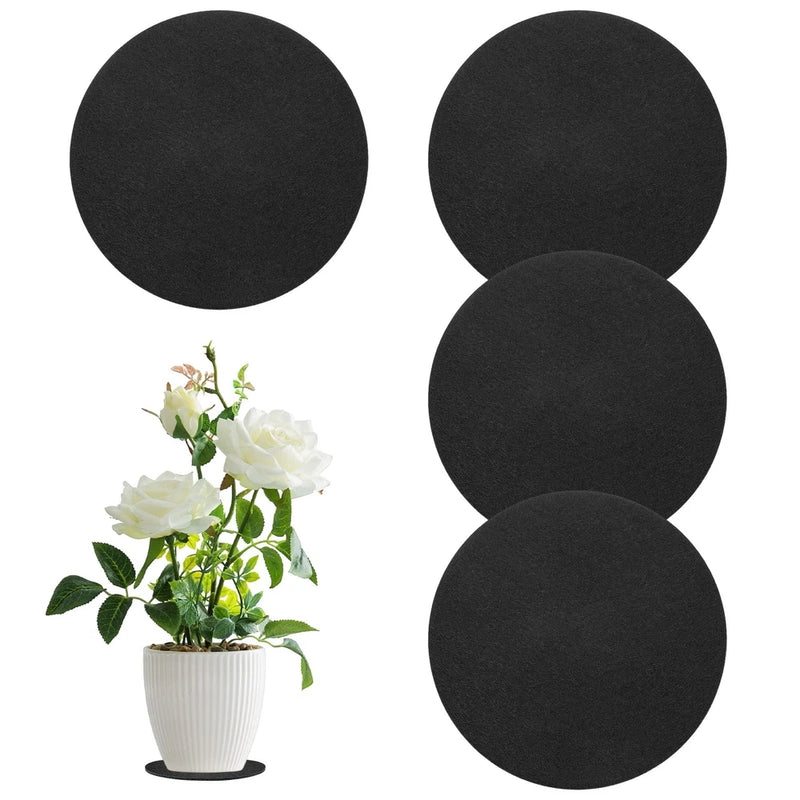 4-Pack Cork Plant Coasters, 5.9 Inch Cork Plant Mats for Garden [Black] Garden Plants