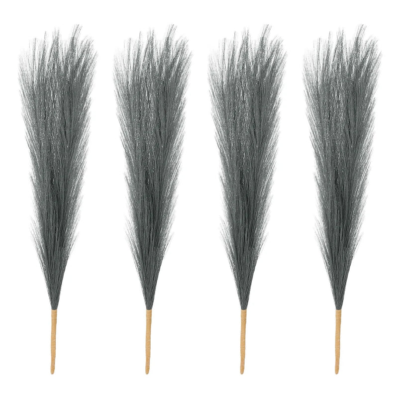 4 Pcs 17 Inch Faux Pampas Grass Artificial Boho Decor Gray Pampas Grass