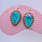 Drop Earrings Blue Quartz Fuchsia Cz Teardrop Hook Dangle Earring Jewelry Roses