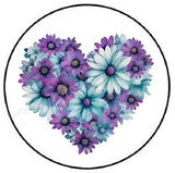 BLUE PURPLE DAISY FLOWER HEART ENVELOPE SEALS LABELS STICKERS PARTY FAVORS Daisies